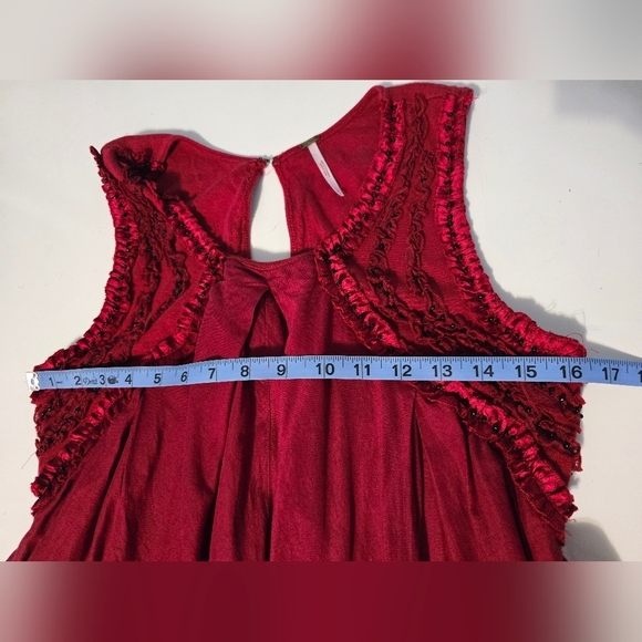 Free People Womens Red Beaded Dress Small - Picture 11 of 11